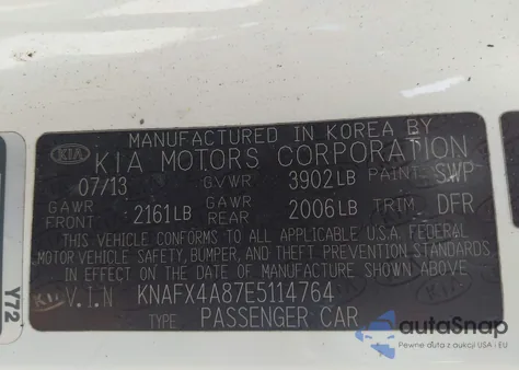 2014 Kia Forte Ex from USA, damaged, VIN KNAFX4A87E5114764